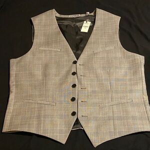 Express Men's Checkered Vest in black and white